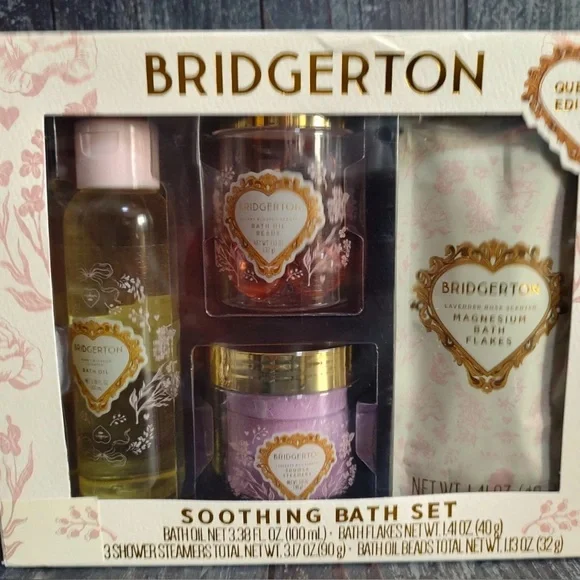 Bridgerton Queen's Edition Bath Set 3 Jars Oil Bath Beads BRAND NEW